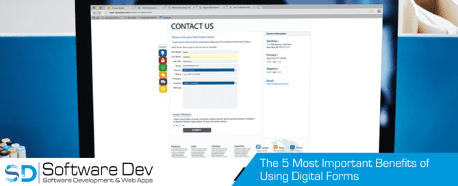 Digital form on business website