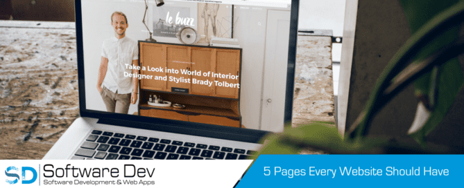 Laptop displaying a website homepage